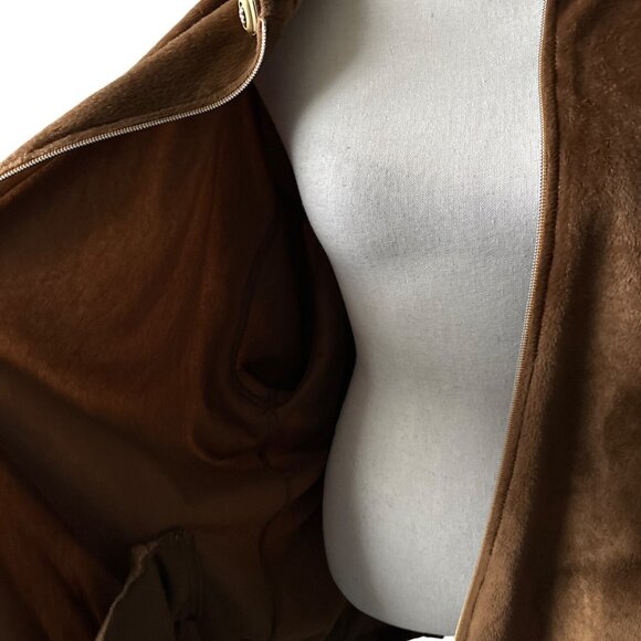 Jordan Craig Velvet Jacket Y2K Brown Hooded Zip-Up Jacket Zip Pockets Size XL - Picture 3 of 10